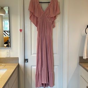 Free People pink cut-out back maxi dress